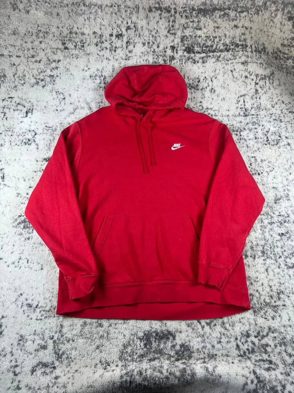 Nike Hoodie Mens 2XL Red Drawstring Tie Minimalist Sweatshirt Streetwear Classic
